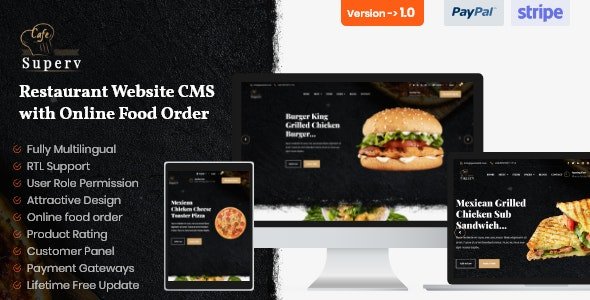 Superv – Restaurant Website CMS & Management System with Food Order v2.2.0